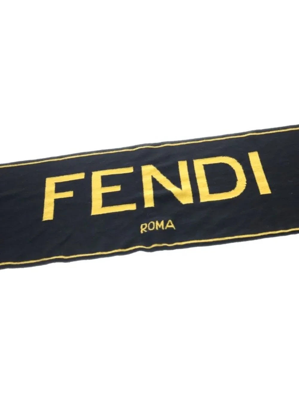 Fendi Logo Scarf Black Yellow Cotton